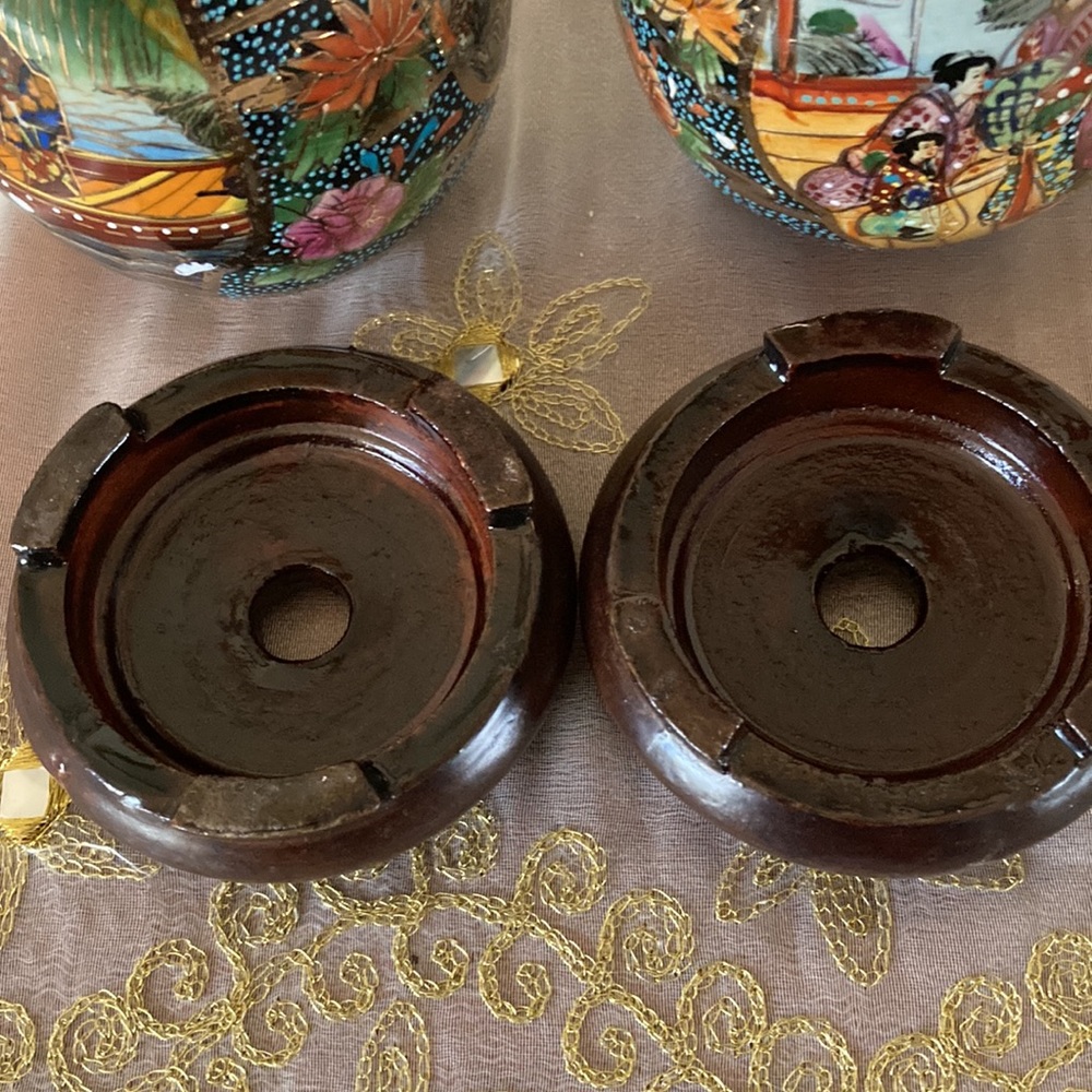 Set of 2 vintage oriental hand painted satsuma egg - Picture 4 of 12